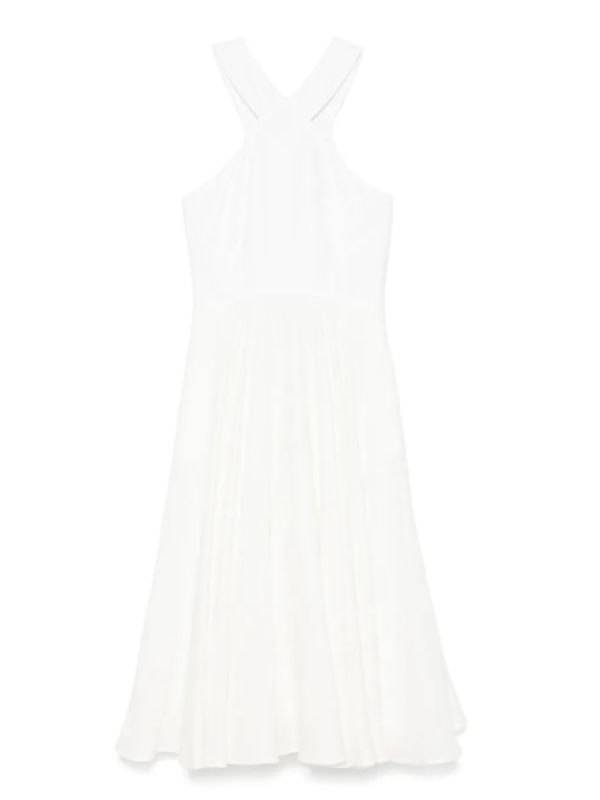 Flared Sleeveless Linen Midi Dress