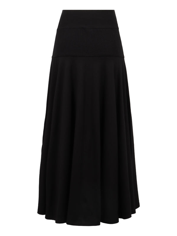 Pleated Cotton Knit Skirt