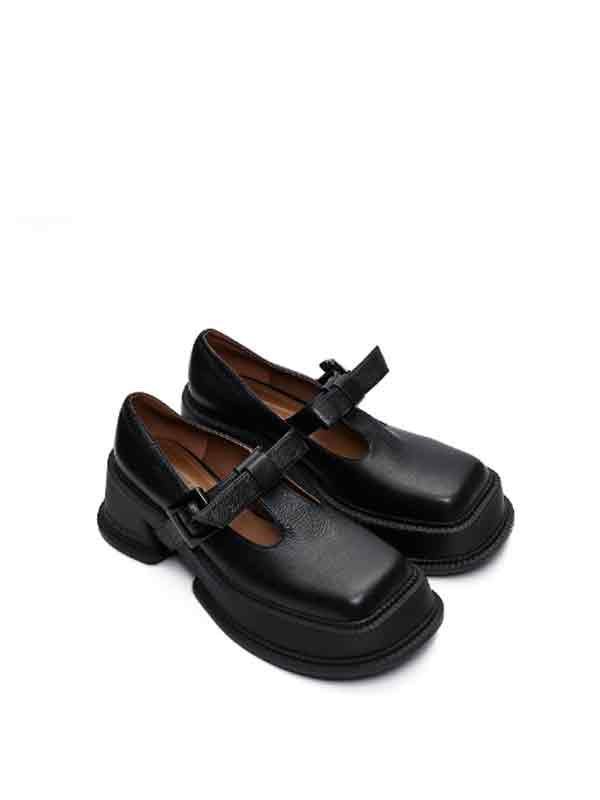 Cut-out Bow Black Loafers