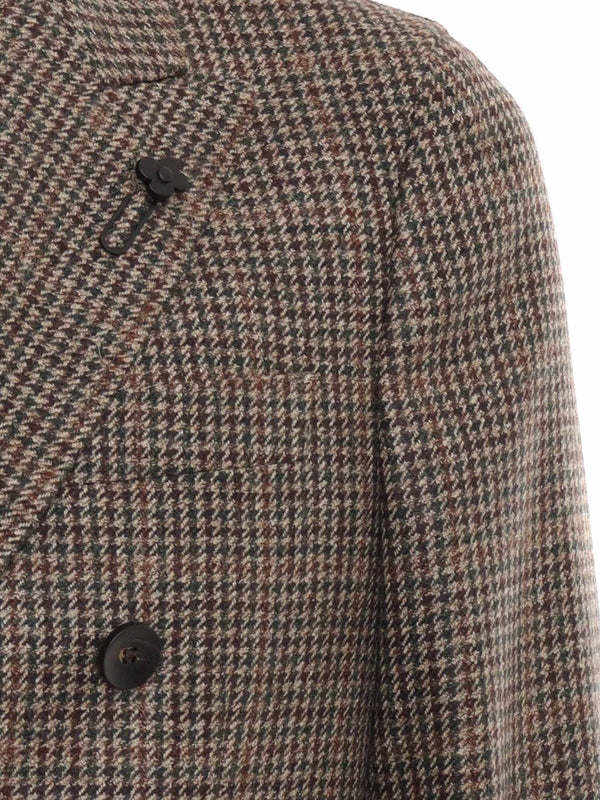 Boutonniere Check Pattern Virgin Wool Tailored Jacket