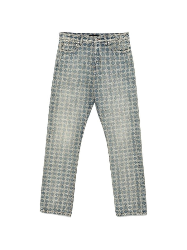 Pattern Detail Denim Pants