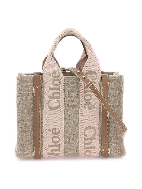 Woody Logo Canvas Small Tote
  Bag