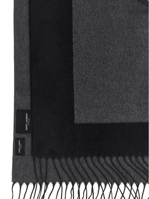 Saint Laurent Grey Wool Mufflers
