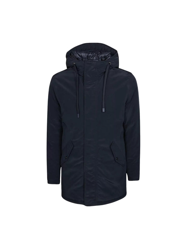 Navy Drawstring Nylon Parka