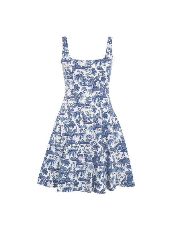Botanical Print Cotton Mini Dress