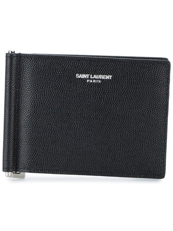 Logo Leather Money Clip Wallet