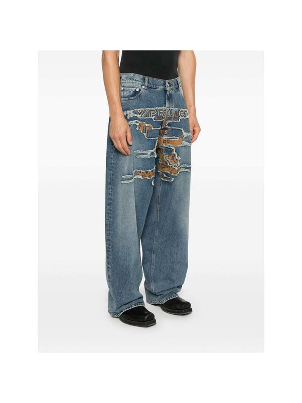 Logo Embellished Denim Pants