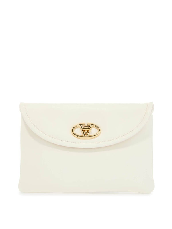 V Logo Leather Pouch