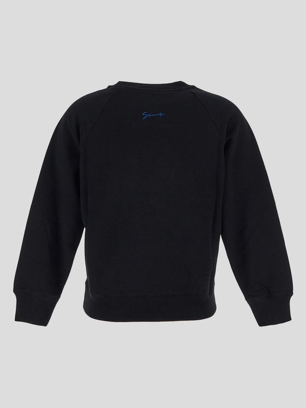 Black Cotton Crew Neck Sweatshirt