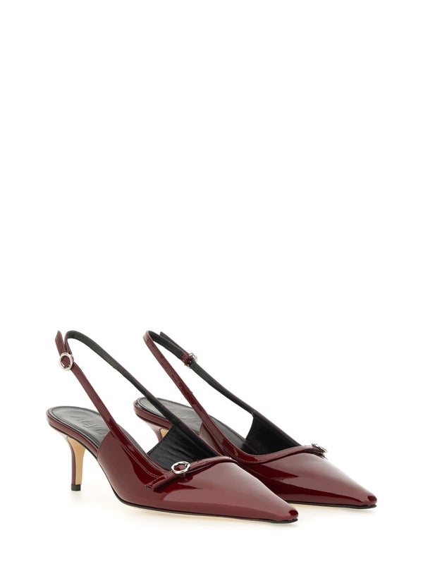 Burgundy Calfskin Slingback Heel