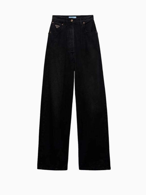 Wide Cotton Denim Pants