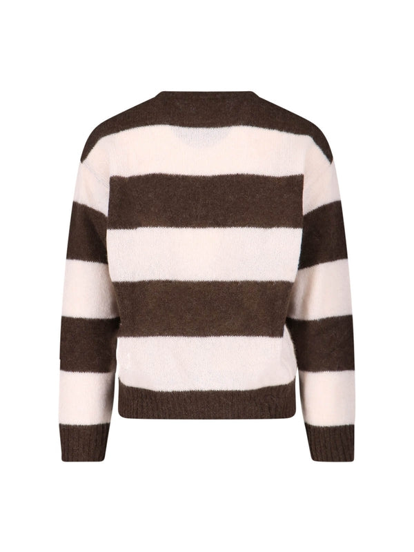 Closed Brown Striped Knitted