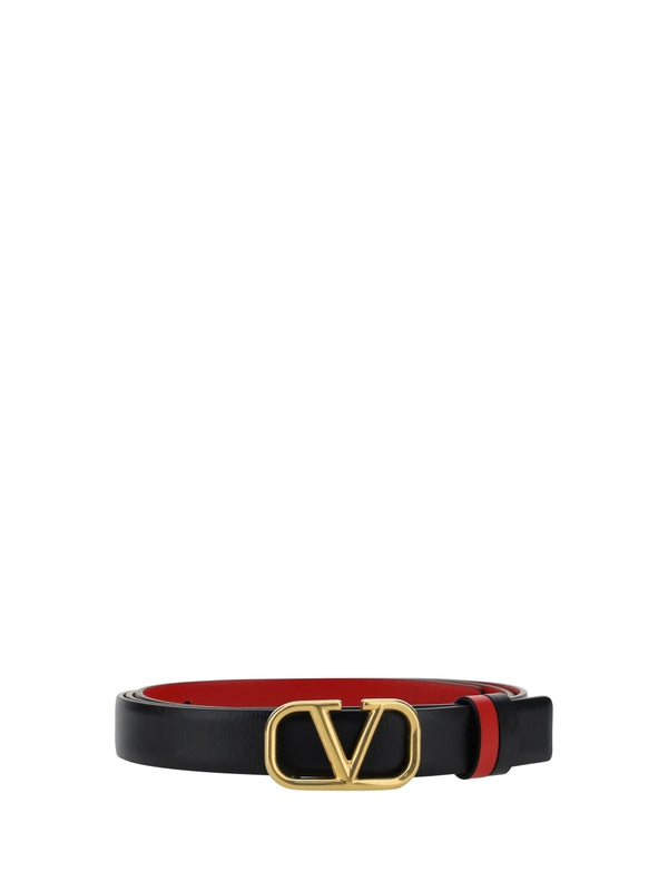 V Logo Reversible Leather Belt