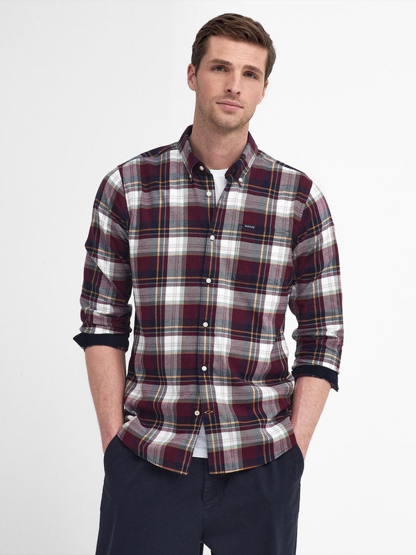 ロゴパッチチェックコットンシャツ