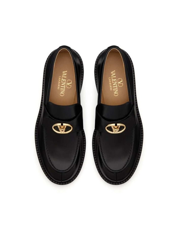 V Logo Leather Loafer