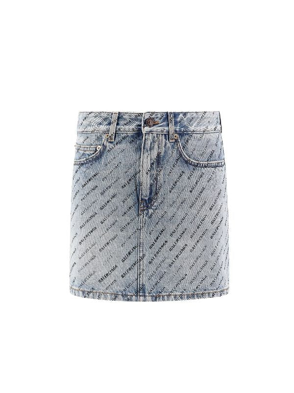 Allover Logo Denim Skirt