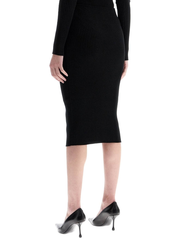 Logo Cutout Detail Ribbed Skirt