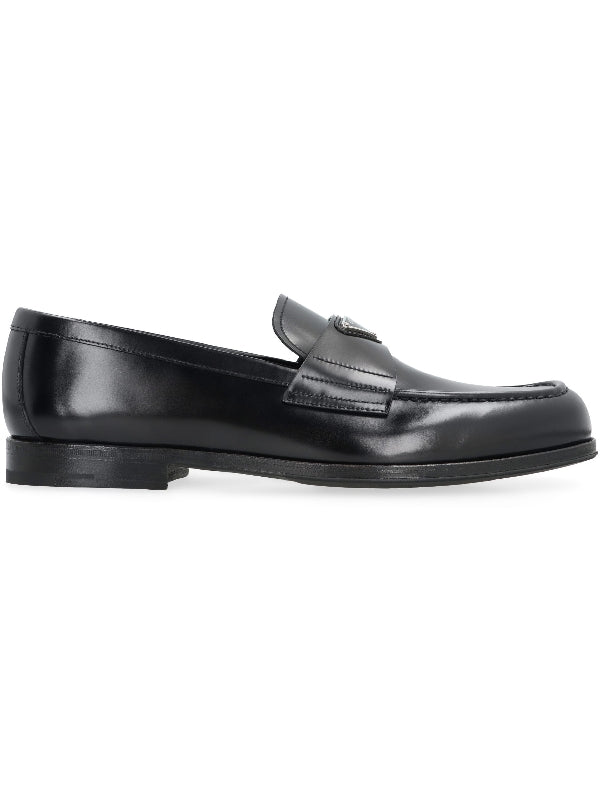 Triangular Logo Leather Loafers