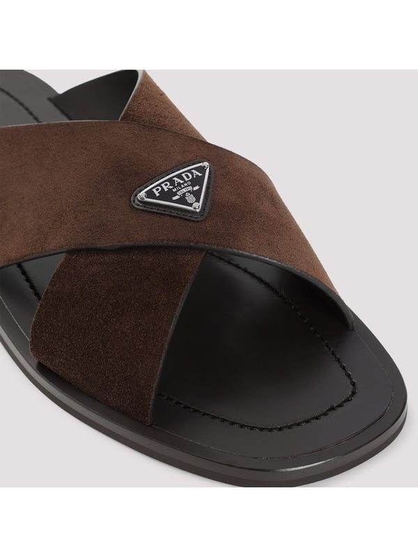 Triangle Logo Calfskin Sandals