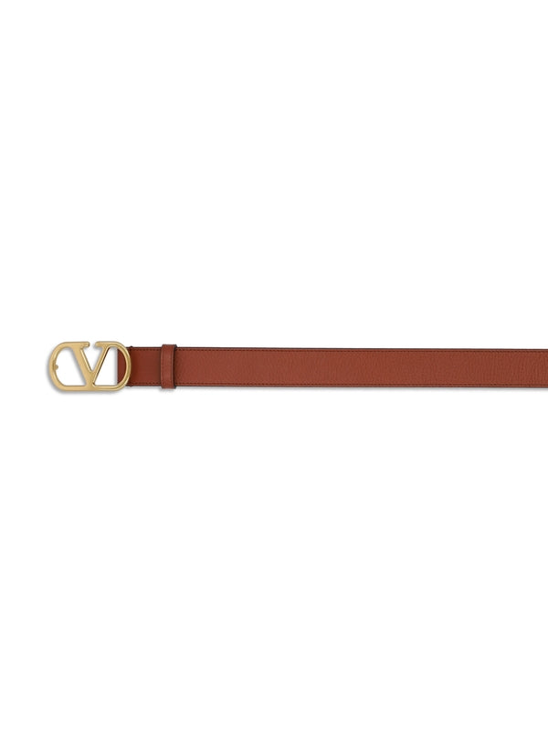 V Logo Leather Belt