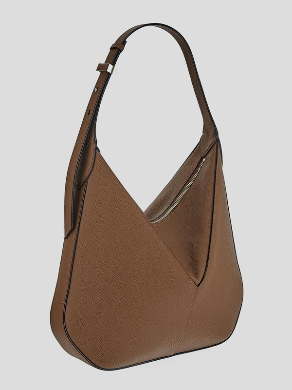 Brown Calfskin Shoulder Bag