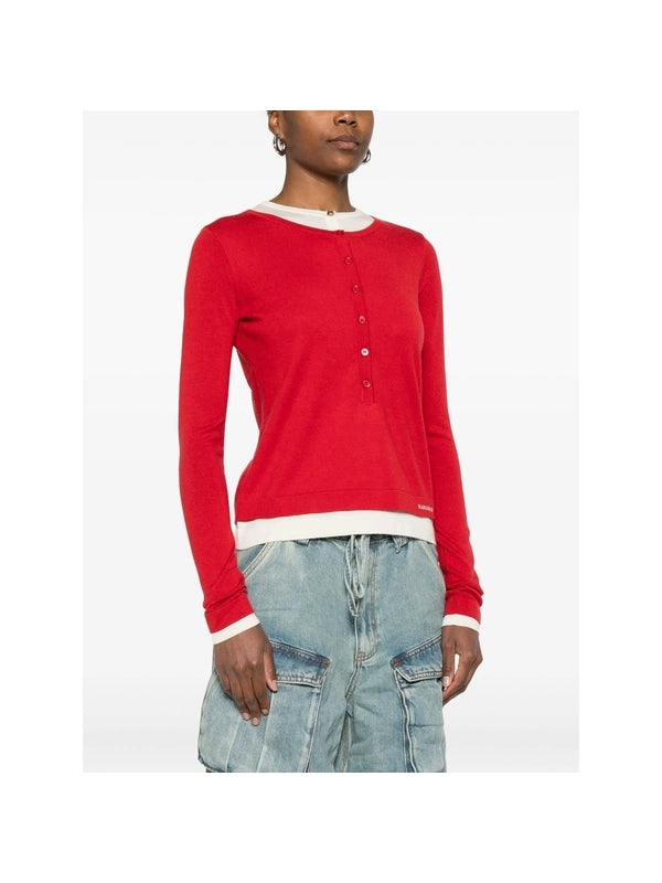 FAUX Two-Piece Henley Knit