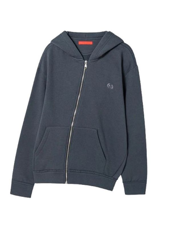 Logo Embroidered Twist Hooded Zip-Up