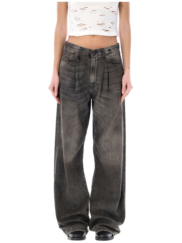 Damon pleated wide leg jean Denim Pants