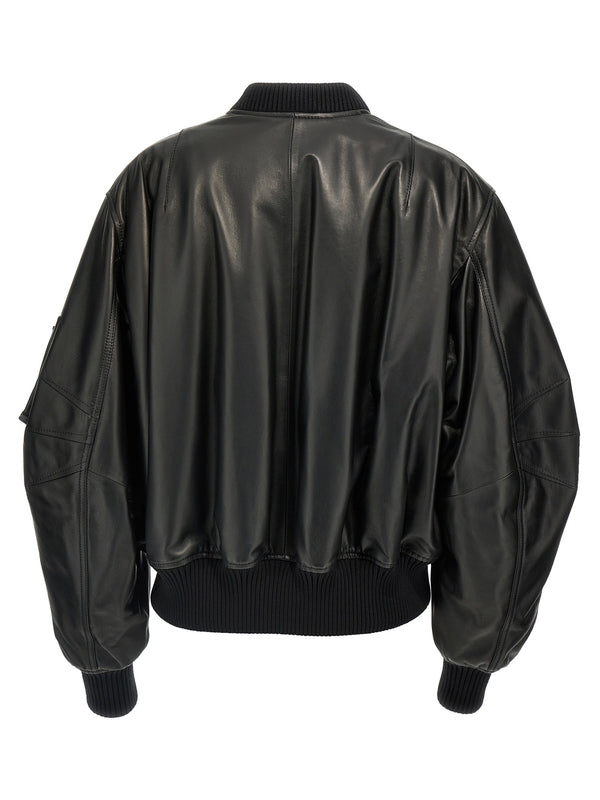 Zipper Pocket
  Leather Bomber Jacket