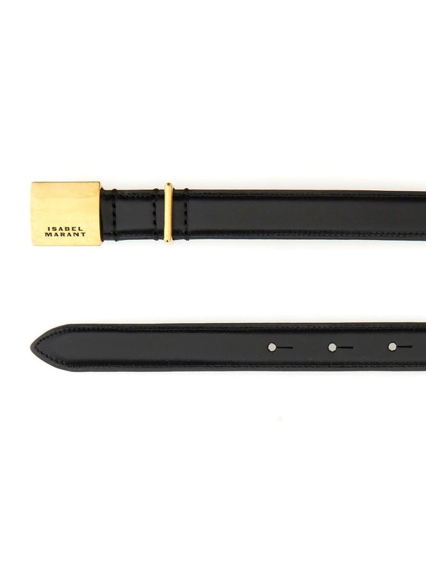 Lowell Logo Buckle Leather Belt