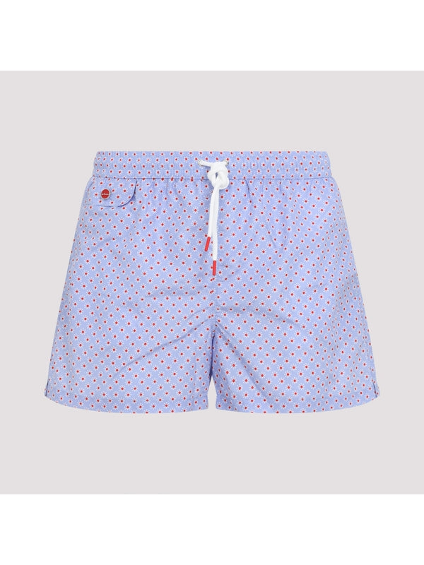 Dot Pattern Drawstring Swim Shorts