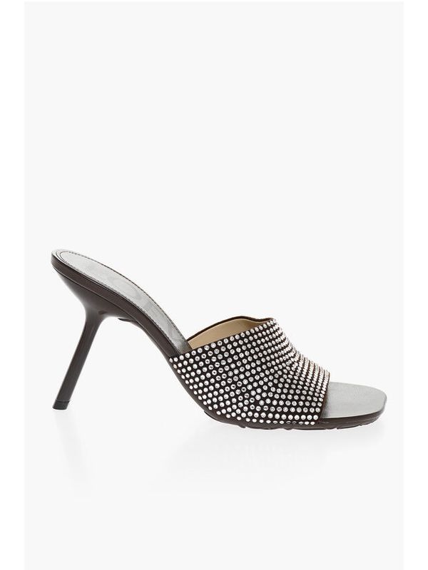 Rhinestone Calfskin Sandal Heels