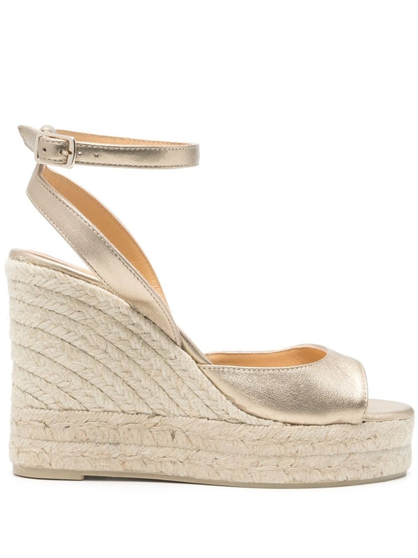 Castaner Gold Wedge Sandals