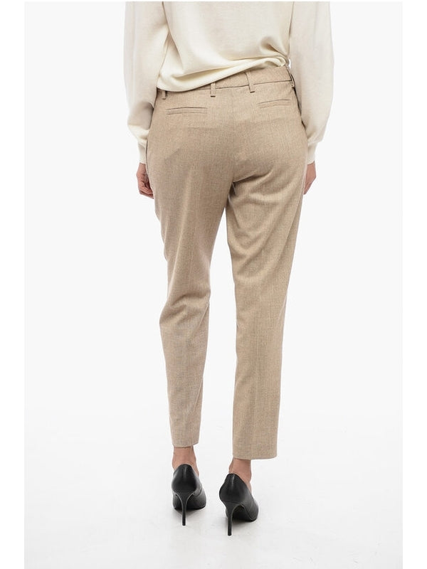 Beige Wool Cashmere Tailored Pants