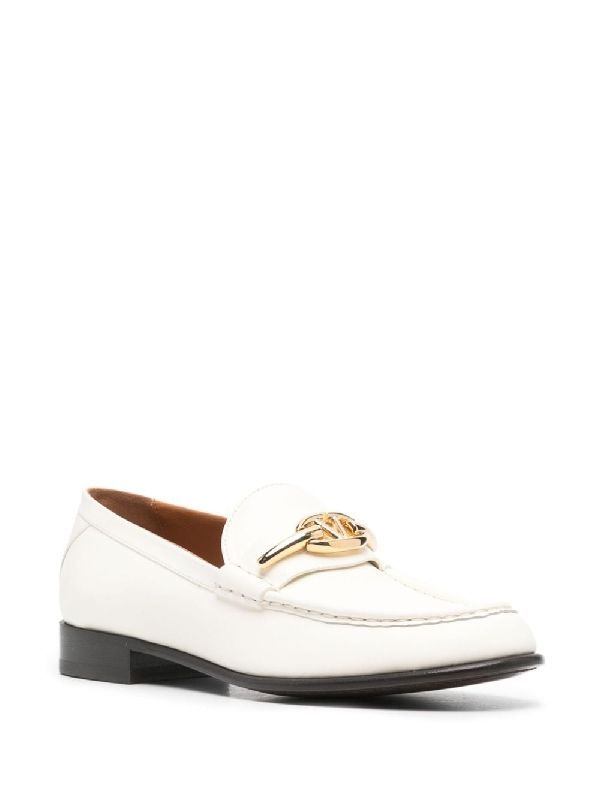 V Logo Leather Loafer