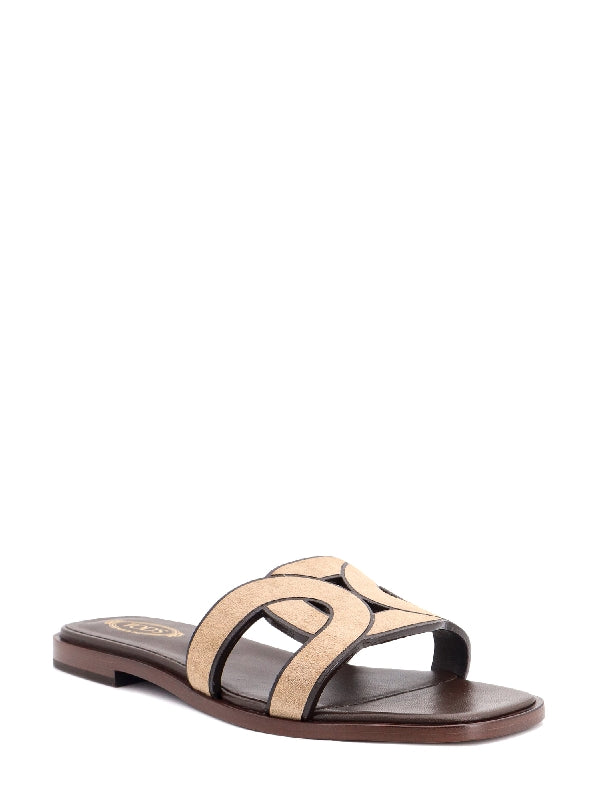 Woven Logo Flat Slide Sandals