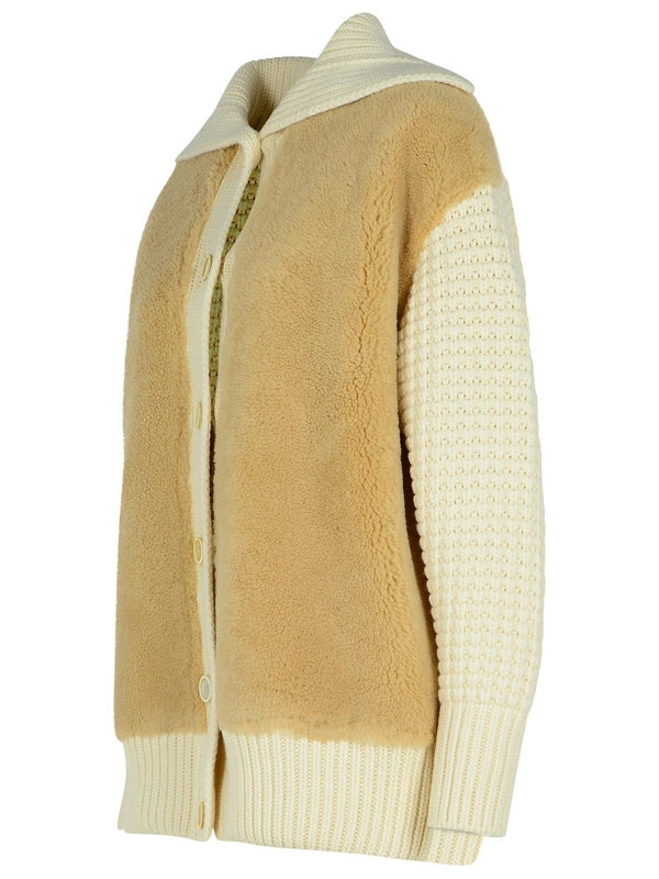 Shearling Insert Knit Cardigan