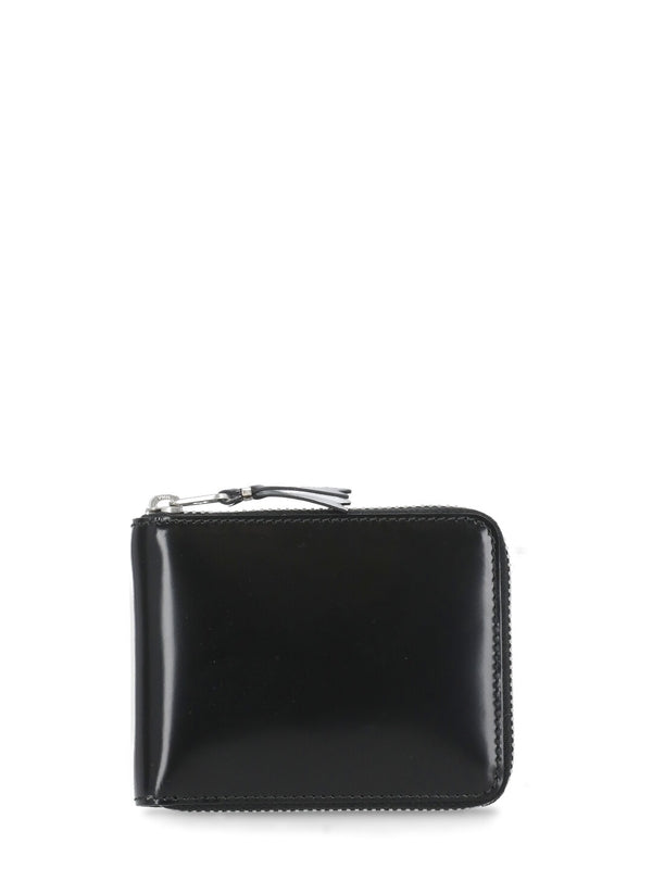 Black Leather Coin Pocket Card Holder