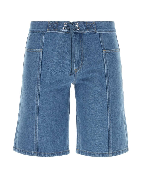 Drawstring Denim Bermuda Shorts