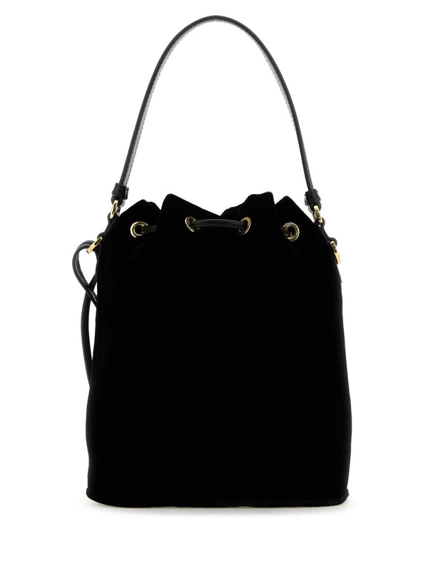 Triangle Logo Velvet Mini Bucket Bag