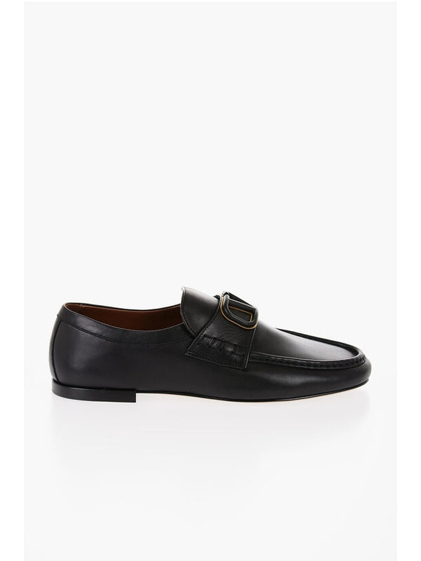 V Logo Calfskin Loafers