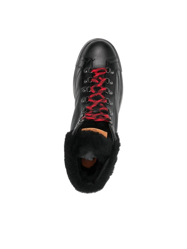 Santoni Black Lace-Up Boots