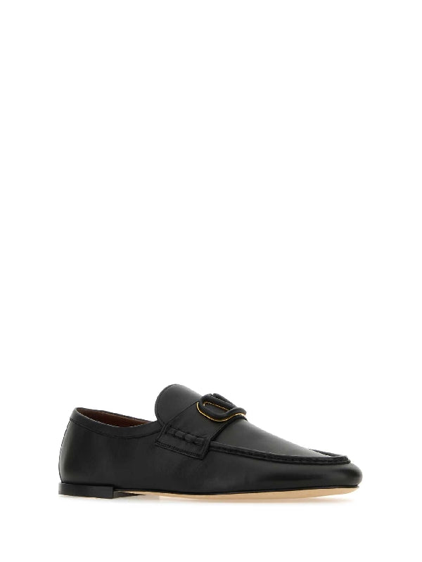 V Logo Signature Leather Loafers