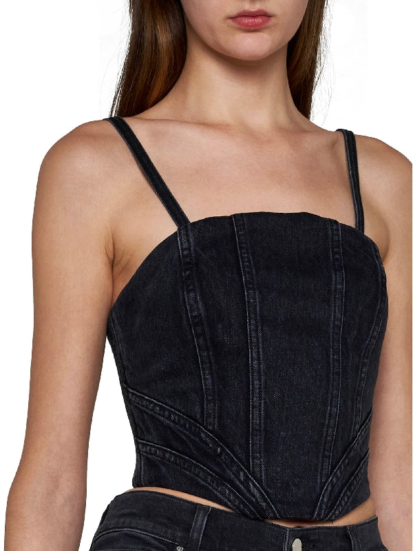 Back Zipper Denim Sleeveless Top