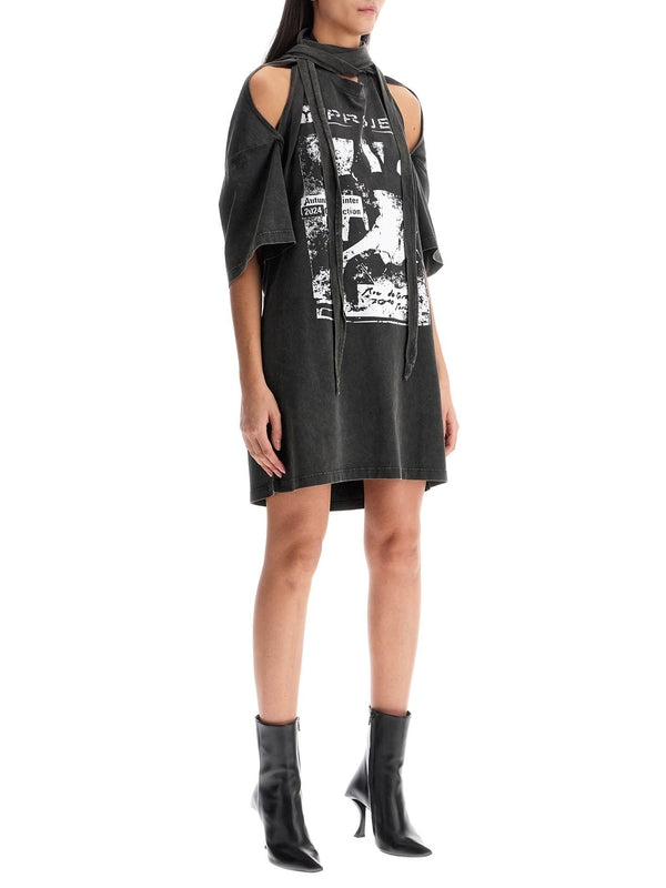 Graphic Logo Printing Cutout Mini Dress