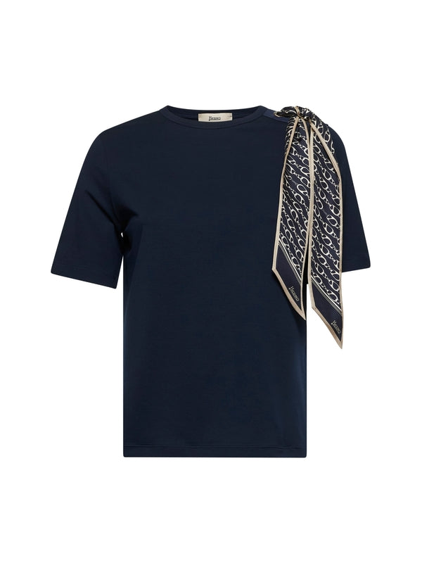 Scarf Detail Cotton T-shirt