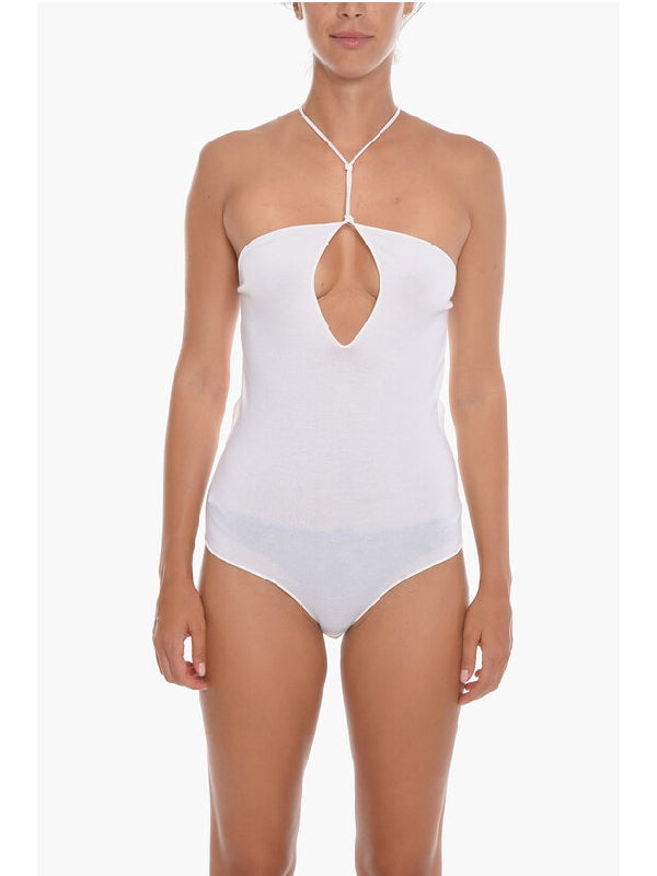 Cashmere Blend Neck Strap Bodysuit