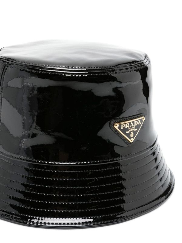 Triangular Logo Patent Leather Bucket Hat