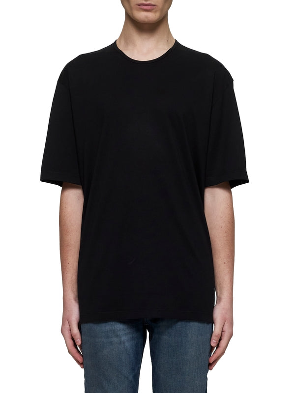 Black Crewneck Cotton Short-Sleeve T-Shirt