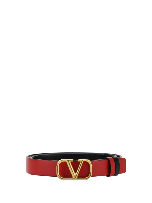 V Logo Reversible Leather Belt